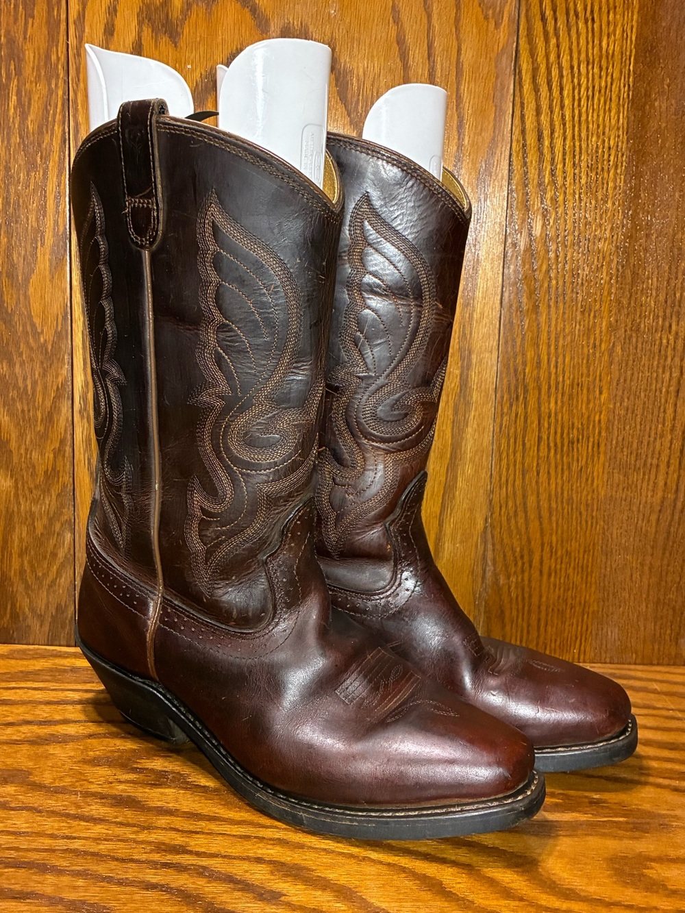 Shyanne Handcrafted Brown Leather Square Toe Western Cowboy Boots Size 9